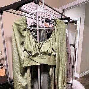 Windsor Olive Ruched Crop Top